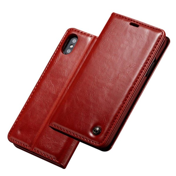 iPhone XS CASEME öljy vahattu synteetti nahkainen lompakko suoja Red