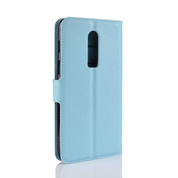 OnePlus 6 mobilfodral PU läder skyddande stående läge plånbok litchi textur - Ljusblå Blå
