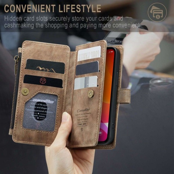 CaseMe zipper-wallet phone case for iPhone 12 Mini - Brown Brown