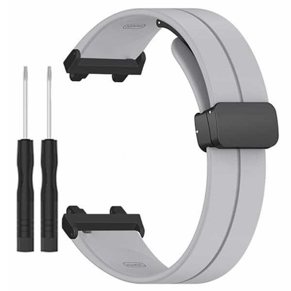 Huami Amazfit Active Edge A2212 Silikonarmbånd med magnetisk sammenleggbar spenne - Grå Silver grey