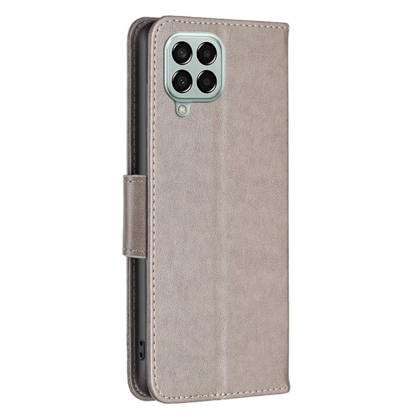 Butterfly läder Samsung Galaxy M33 5G fodral - Silver/Grå Silvergrå