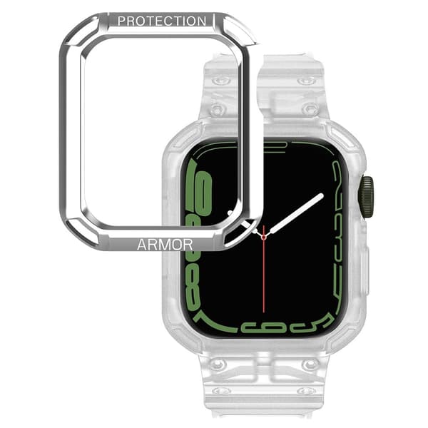Apple Watch Series 8 (45 mm) rem med cover - Sølv / Transparent Silver grey