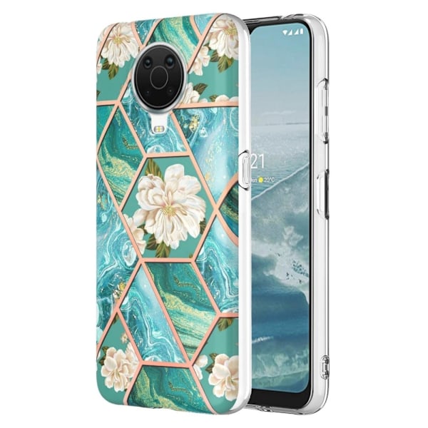 Marble design Nokia G20 / Nokia G10 kotelot - Siniset Kukat Blue