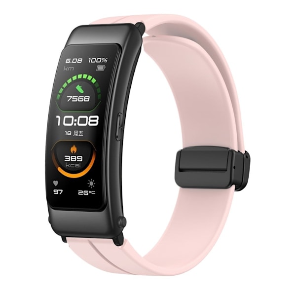 16 mm silikonerem med sort spænde til Keep / Huawei / Timex-ur - Lyserød Pink