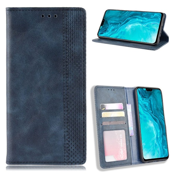Bofink Vintage läder Honor 9X Lite fodral - Blå Blå