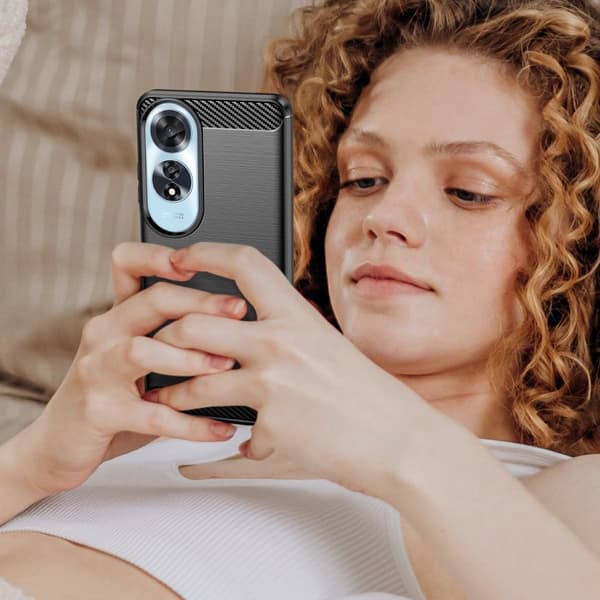 Carbon Flex Oppo A60 cover - Sort Black