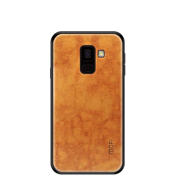 MOFI Samsung Galaxy J6 (2018) mobiletui i kombimaterialer med læderoverfalde - Brun Brown