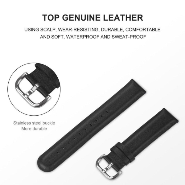 Fitbit Versa 3 äkta läder klockarmband - svart Svart