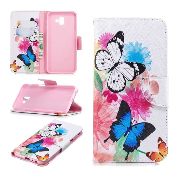 Wonderland Samsung Galaxy J6 Plus (2018) etui - Sommerfugl og Blomster Pink