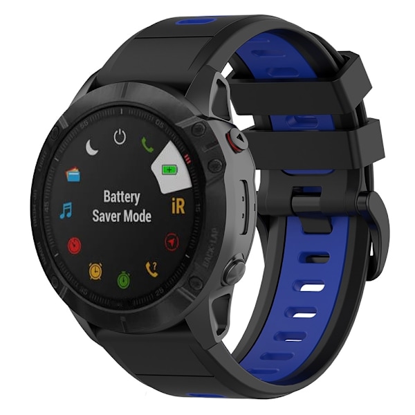 Garmin Fenix 7S klockarmband i silikon med dubbla färger - Svart / Blå Svart