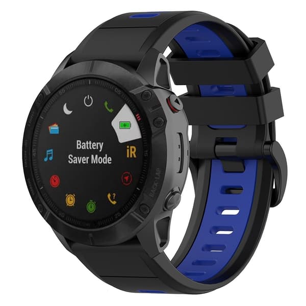 Garmin Fenix 7S tofarvet silikone-urrem - Sort / Blå Black