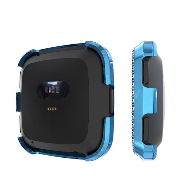 Fitbit Versa Lite Rhinsten dekorations Ramme etui - Blå Blue