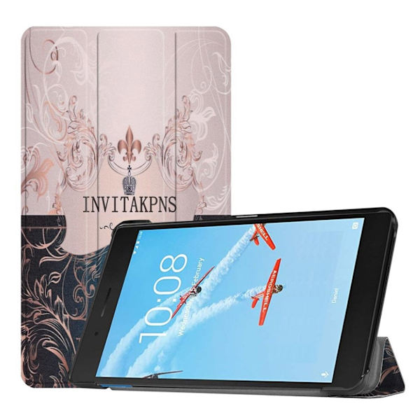 Lenovo Tab E7 mønstret tre-fold læderetui - INVITAKPANS Multicolor