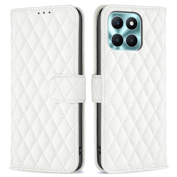 Rombemønster, matt flip-deksel for Honor X6a - Hvit White