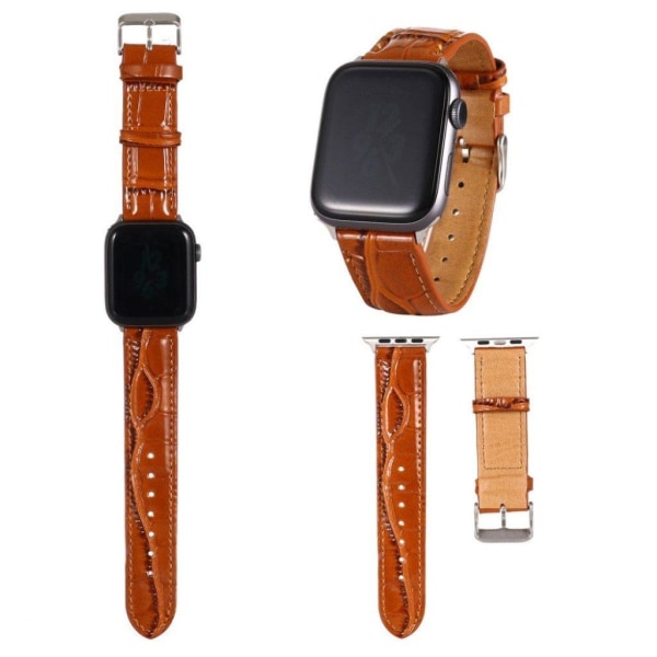 Apple Watch Series 5 / 4 44mm nahkakotelo krokotiilikuviolla - Ruskea Brown