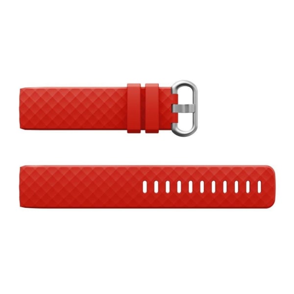 Fitbit Charge 4 / 3 diamond pattern watch band - Red Size: S Röd