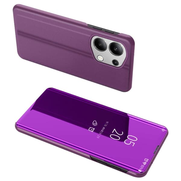 Xiaomi Redmi Note 13 5G  4G Etui View Window Electroplating Leather Phone Deksel Stand - Lilla Purple