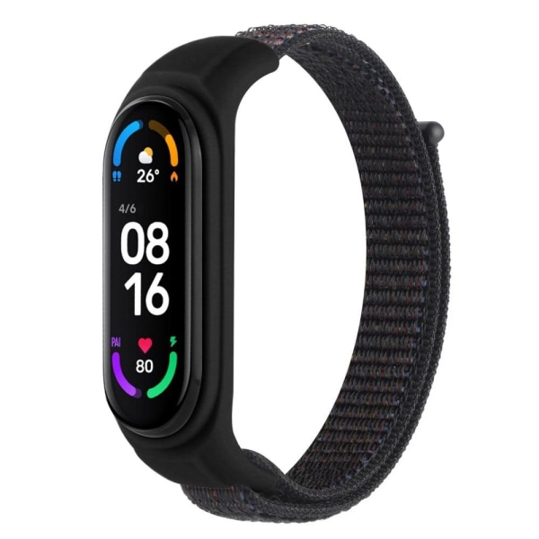 Xiaomi Mi Band 7 / 6 / 5 nylon urrem med silikone cover - Officiel Sort Black