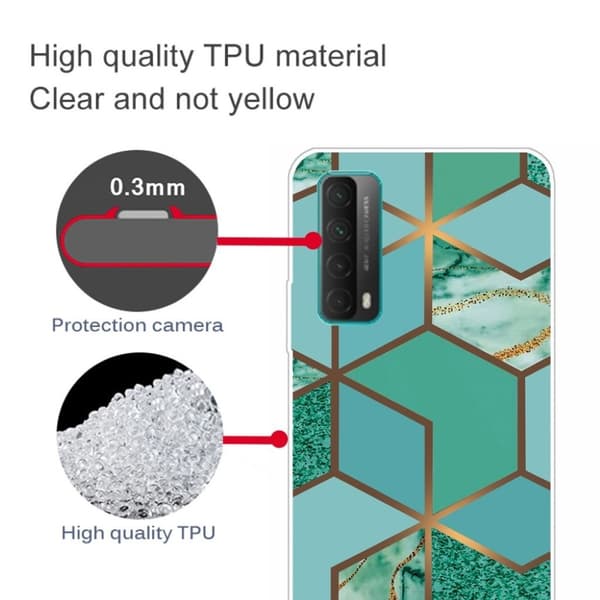 Marble Huawei Y7A / P Smart 2021 Etui - Teal Klinkekule Tile Green