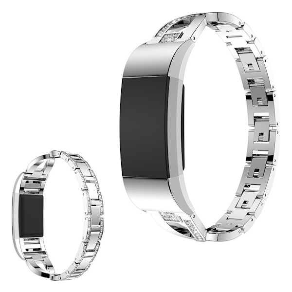 Fitbit Charge 2 X-shape rustfrit stål rem - sølv Silver grey
