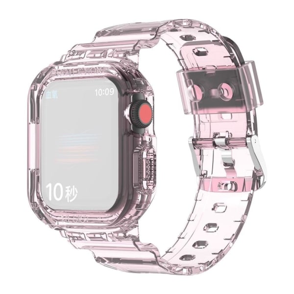 Apple Watch Series 8 (45mm) skyddande klockarmband med fodral - Transparent Rosa Rosa