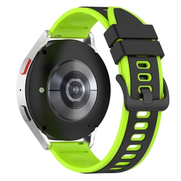 20 mm dobbeltfarvet silikoneurrem til Samsung-ur - Sort / Lime Green