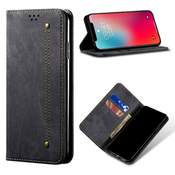 Jeans iPhone 12 Pro Max flip etui - Sort Black