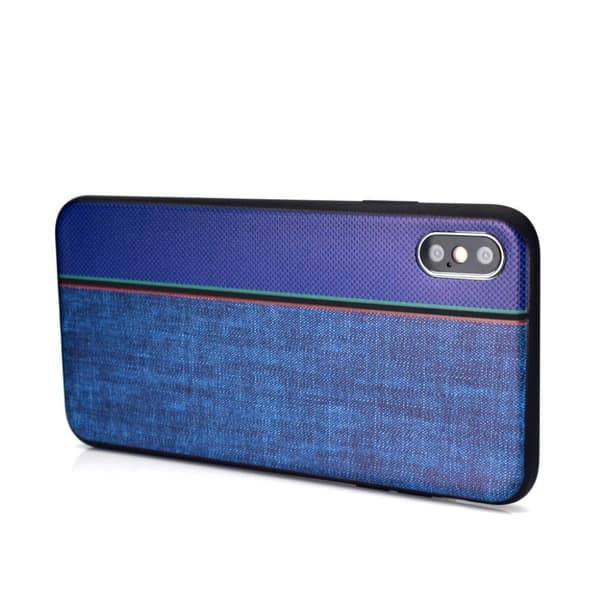 Blødt etui med jeansstruktur til iPhone Xs Max - Blå Blue