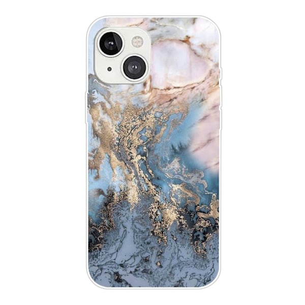 Marmormotiv iPhone 14 Plus skal - Blåaktig Guldmarmor multifärg