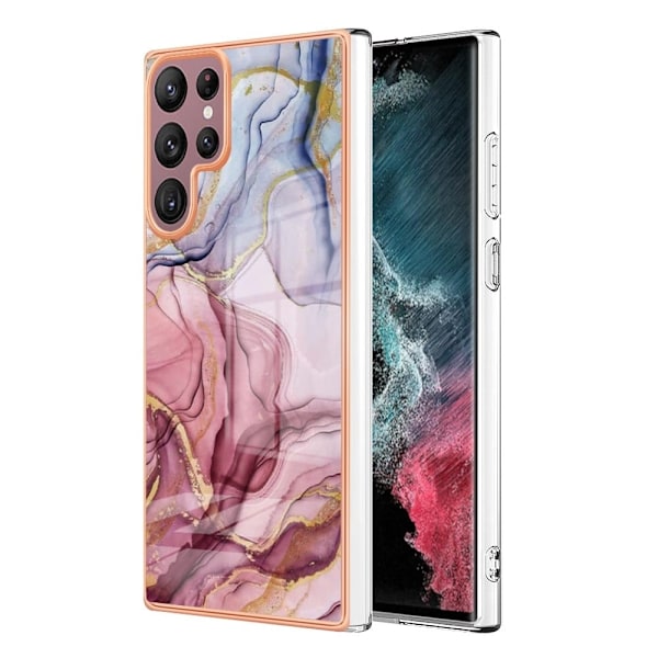 Marble Samsung Galaxy S22 Ultra Etui - Rødguld Pink