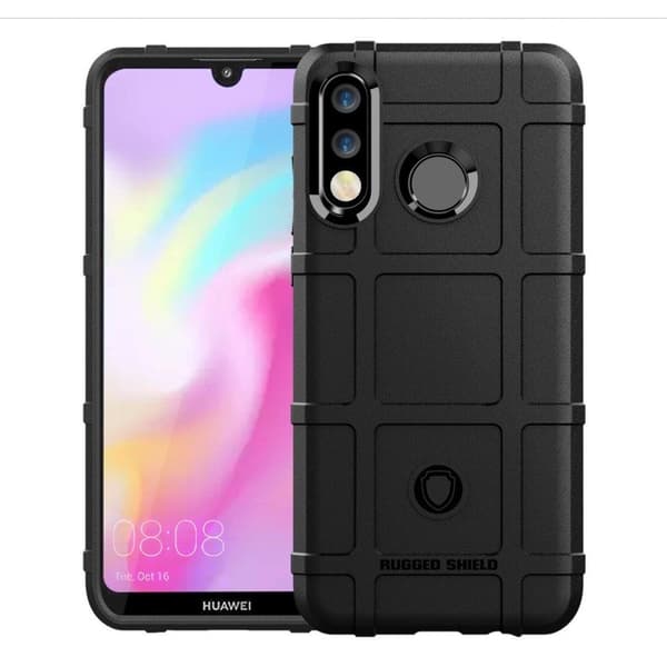 Huawei P30 Lite Anti-Shock Rutemønster Tekstur Etui - Svart Black