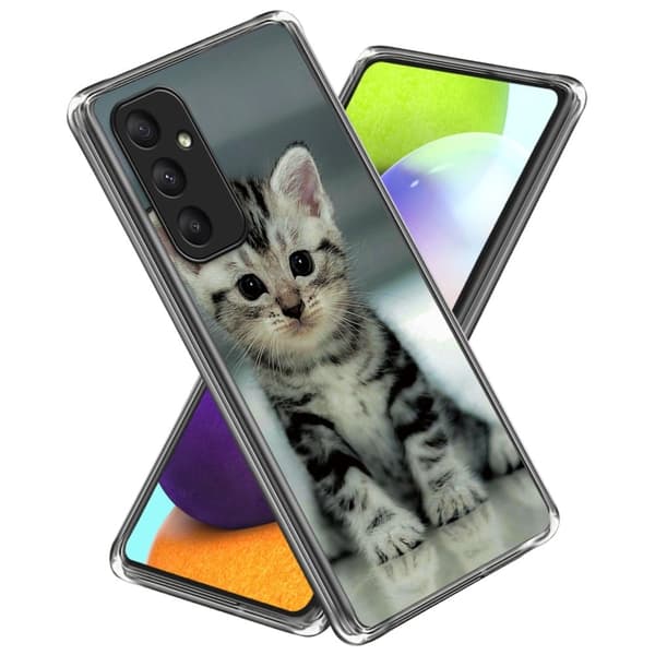 Deco Samsung Galaxy A55 kotelot - Söpö Kissa Silver grey
