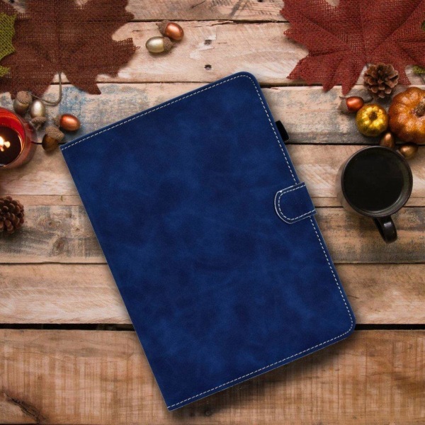 Solid Color Card Slots Stand Flip Leather Protective Cover iPad Blue