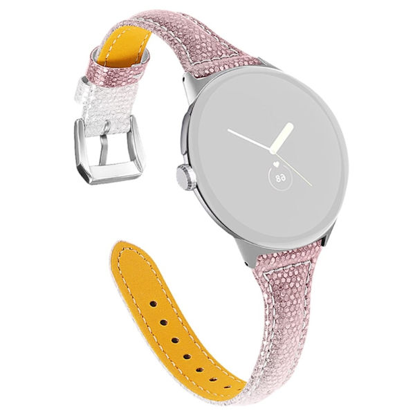 Google Pixel Watch Cowhide læderrem med gradient - Sølv / Lyserød Pink