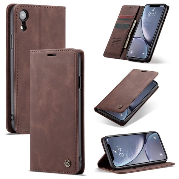 CASEME iPhone Xr læder flip cover - Kaffe Brown