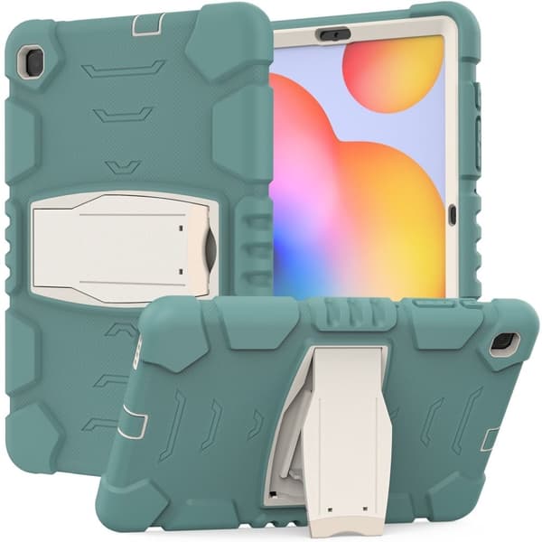 Samsung Galaxy Tab S6 Lite silikondeksel med kickstand - Smaragdgrønn Green