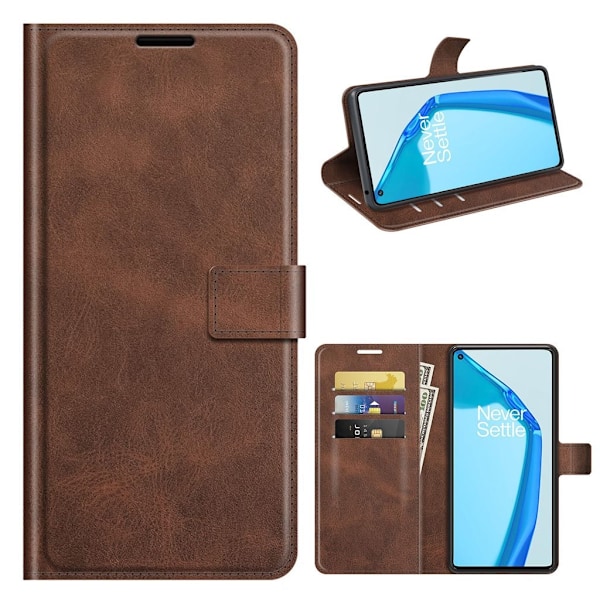 Lompakko Nahkakotelo For OnePlus 9R - Kahvi Brown