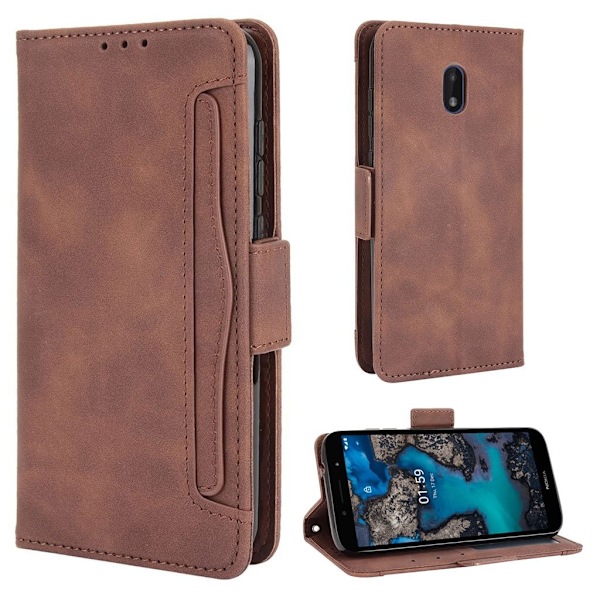 Modern-styled Lær Lommebok Etui til Nokia C1 Plus - Brun Brown