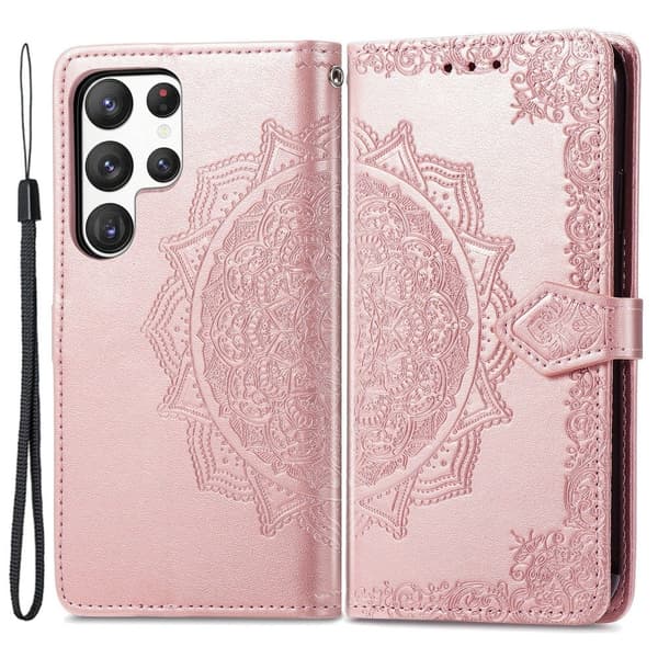 Mandala Samsung Galaxy S23 Ultra Flippetui - Rose Gull Pink