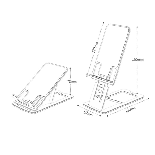 Universelt foldbart bordstativ til telefon og tablet Silver grey