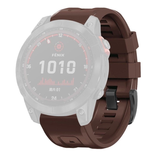 Garmin Fenix 7 silicone watch strap with buckle - Dark Brown Brun