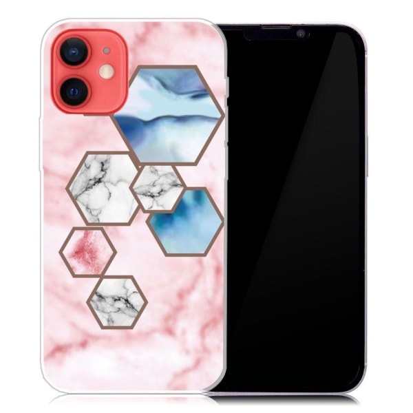 Marble iPhone 13 Mini Suojakotelo - Hexagon Fragment Marble Multicolor