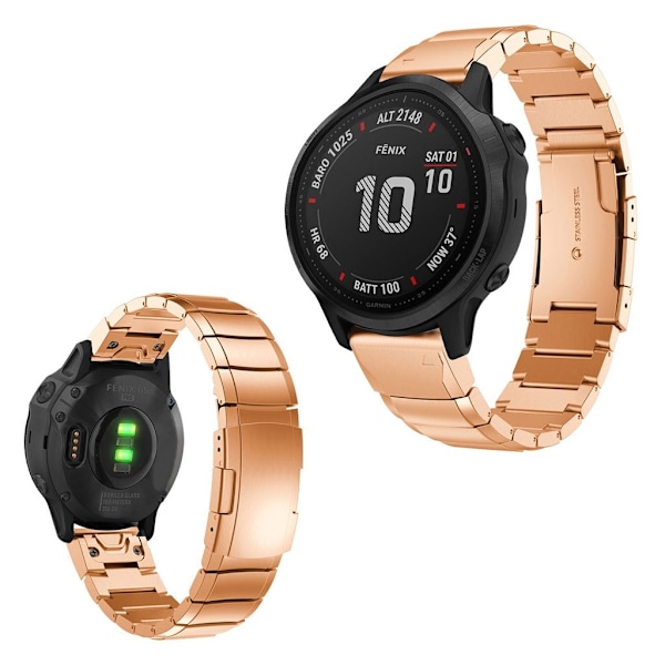 Garmin Fenix 6S holdbar rustfrit stål Urrem - Rødguld Pink