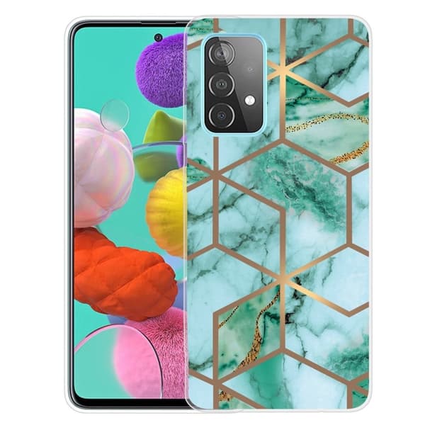 Marmormotiv Samsung Galaxy A33 5G skal - Smaragdfärgat Kubmönster Grön