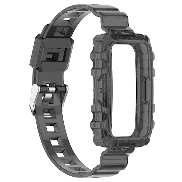 Huawei Band 7 / Honor Band 6 läpinäkyvä kellohihna suojuksella - Läpinäkyvä Musta Black