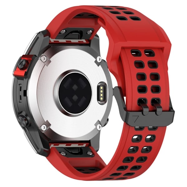Garmin Enduro 2 / Tactix 7 / Fenix 7 tofarvet silikone urrem - Rød / Sort Red