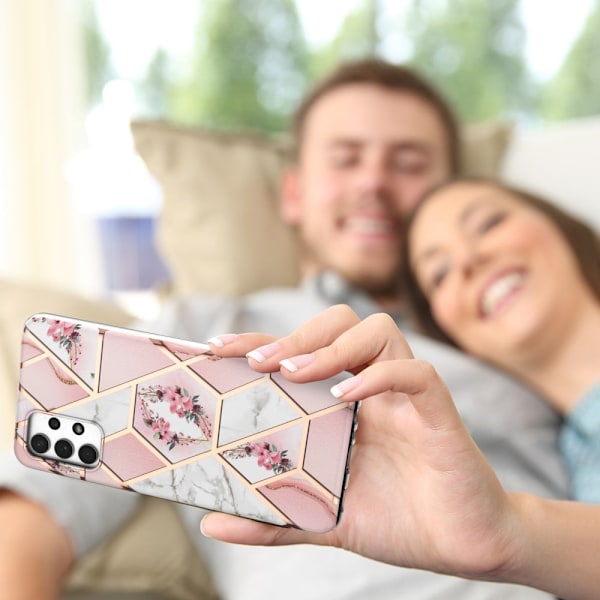 Marble design Samsung Galaxy A23 cover - Lyserøde Blomster Pink