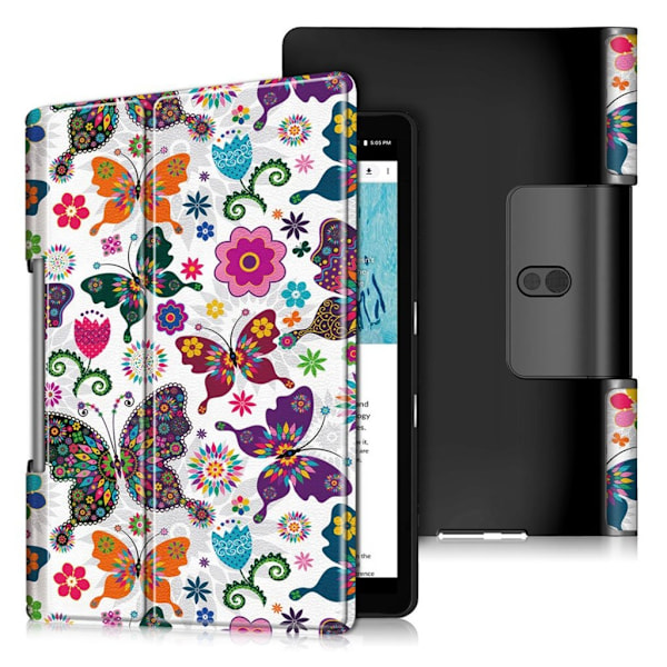 Lenovo Yoga Smart Tab 10.1 kolminkertainen kuvio nahkainen flip-kotelo - Perhoset Ja Kukkia Multicolor