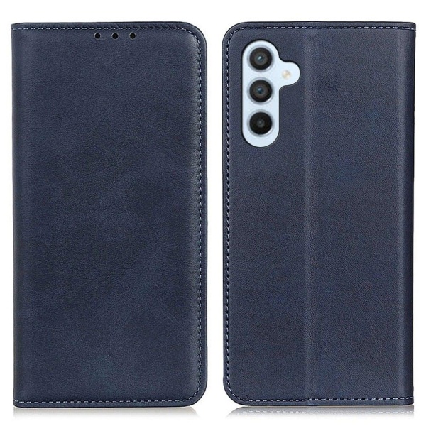 Flip Etui med Pung i Ægte Læder til Samsung Galaxy A54 - Blå Blue
