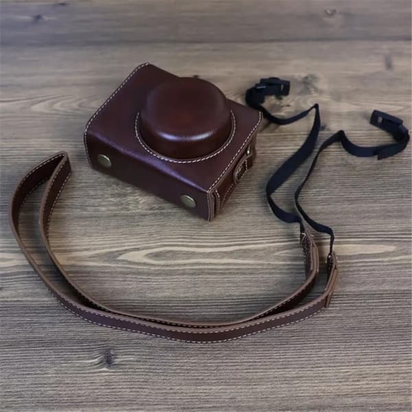 Sony ZV-1 vintage lædercover med rem - Kaffe Brown